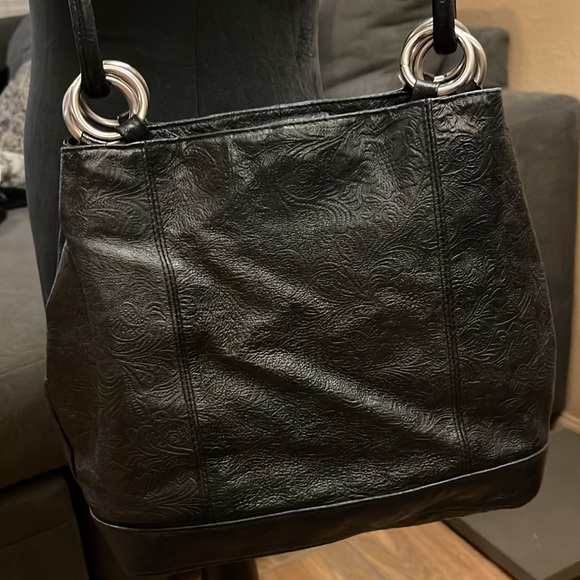 St. John’s Bay-Embossed Leather Bucket Bag-handbag, purse, snap closure - Picture 2 of 5